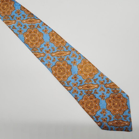 Grenada Necktie Geometric Floral Blue Orange Pink 4.5" W 58" L VTG Retro - Picture 3 of 5